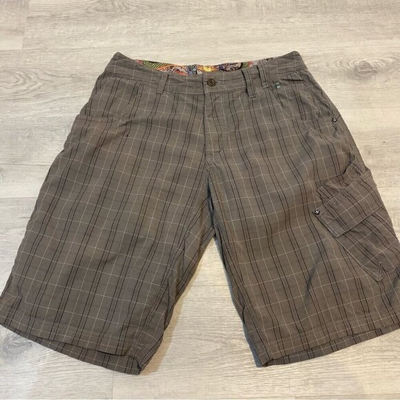 Lululemon Mens Flat Front Plaid Cargo Short Wet Dry Warm Athletic Shorts Size 34 - Picture 3 of 16